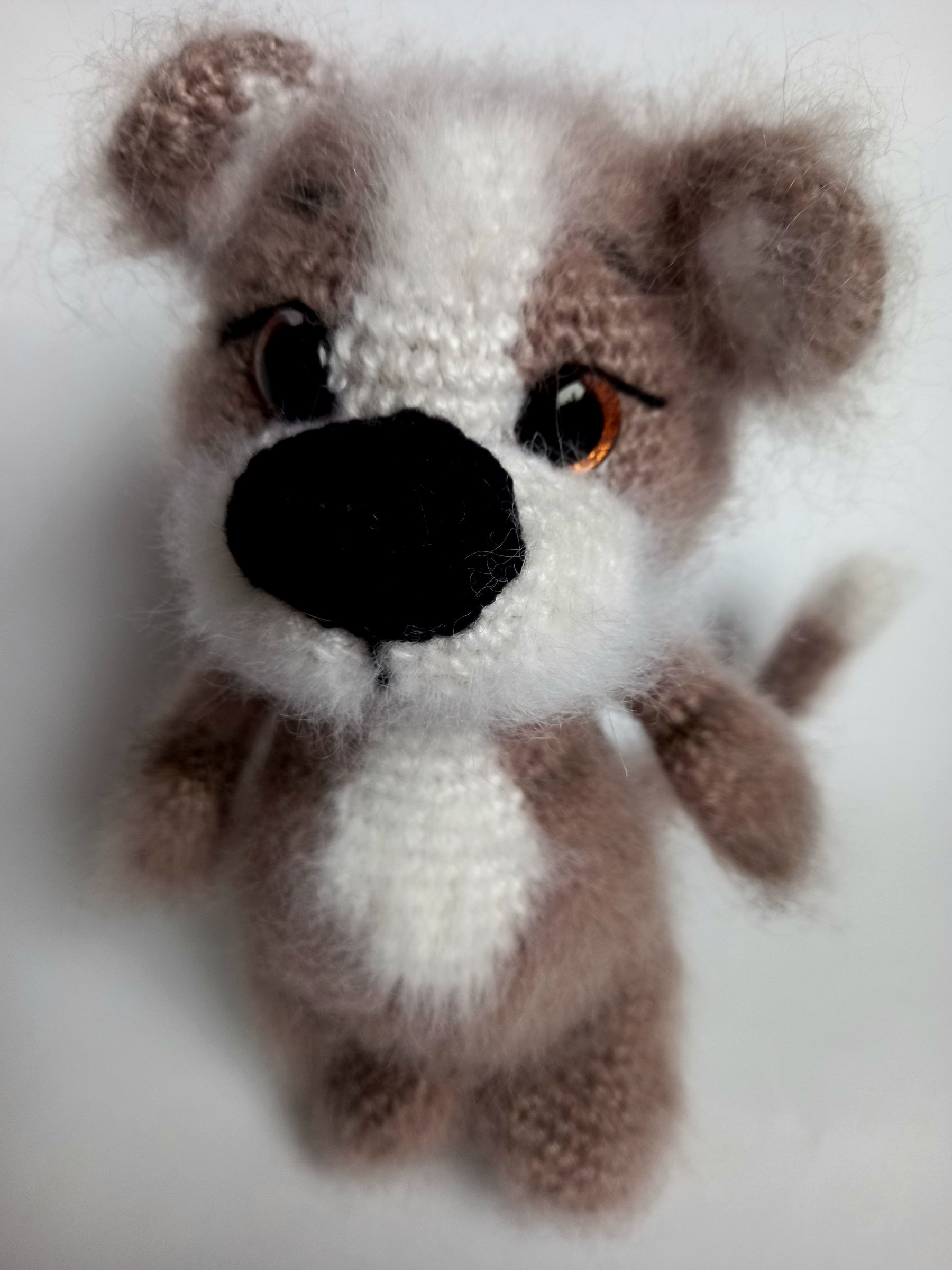 Rankų darbo nertas Interjerinis mocherinis Meškiukas